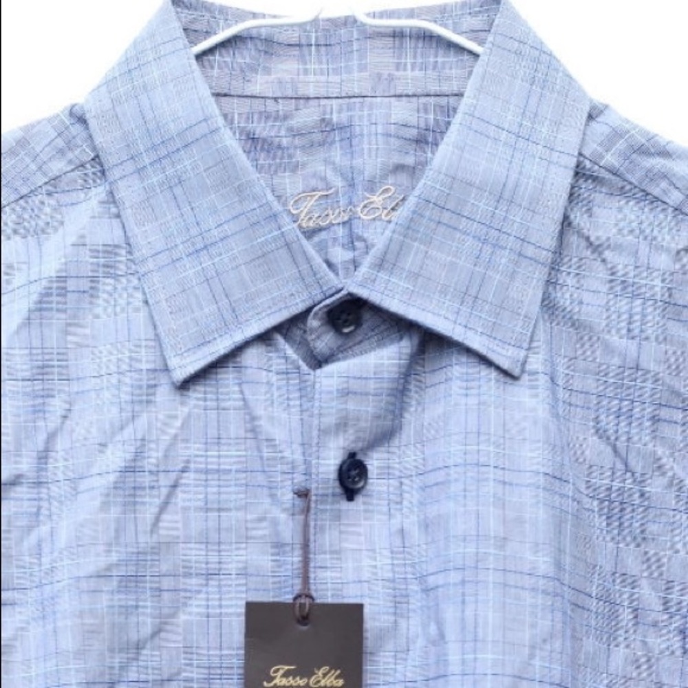 Tasso Elba Dress Shirt Long Sleeve Checkered - Picture 2 of 6